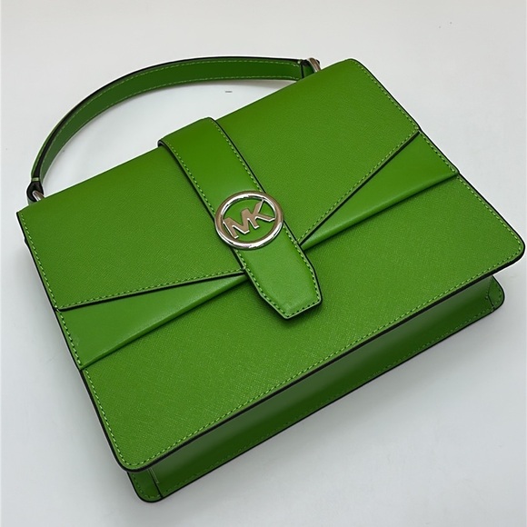 Michael Kors Greenwich Medium Saffiano Leather Satchel Crossbody Shoulder Bag - Picture 11 of 15